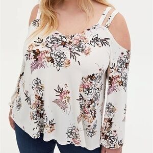 Torrid V-NECK COLD CUTOUT COLD SHOULDER TOP